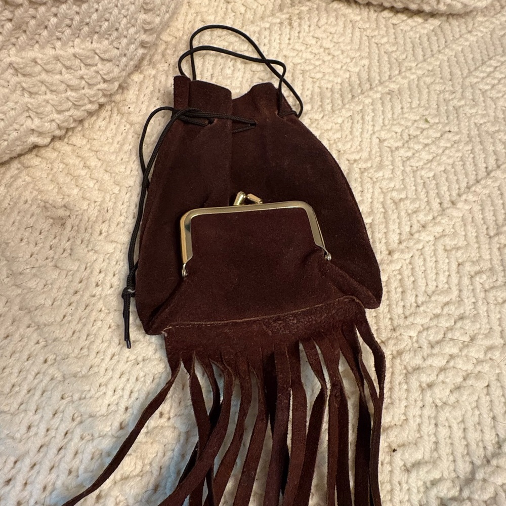 Brown Suede Fringe Bag